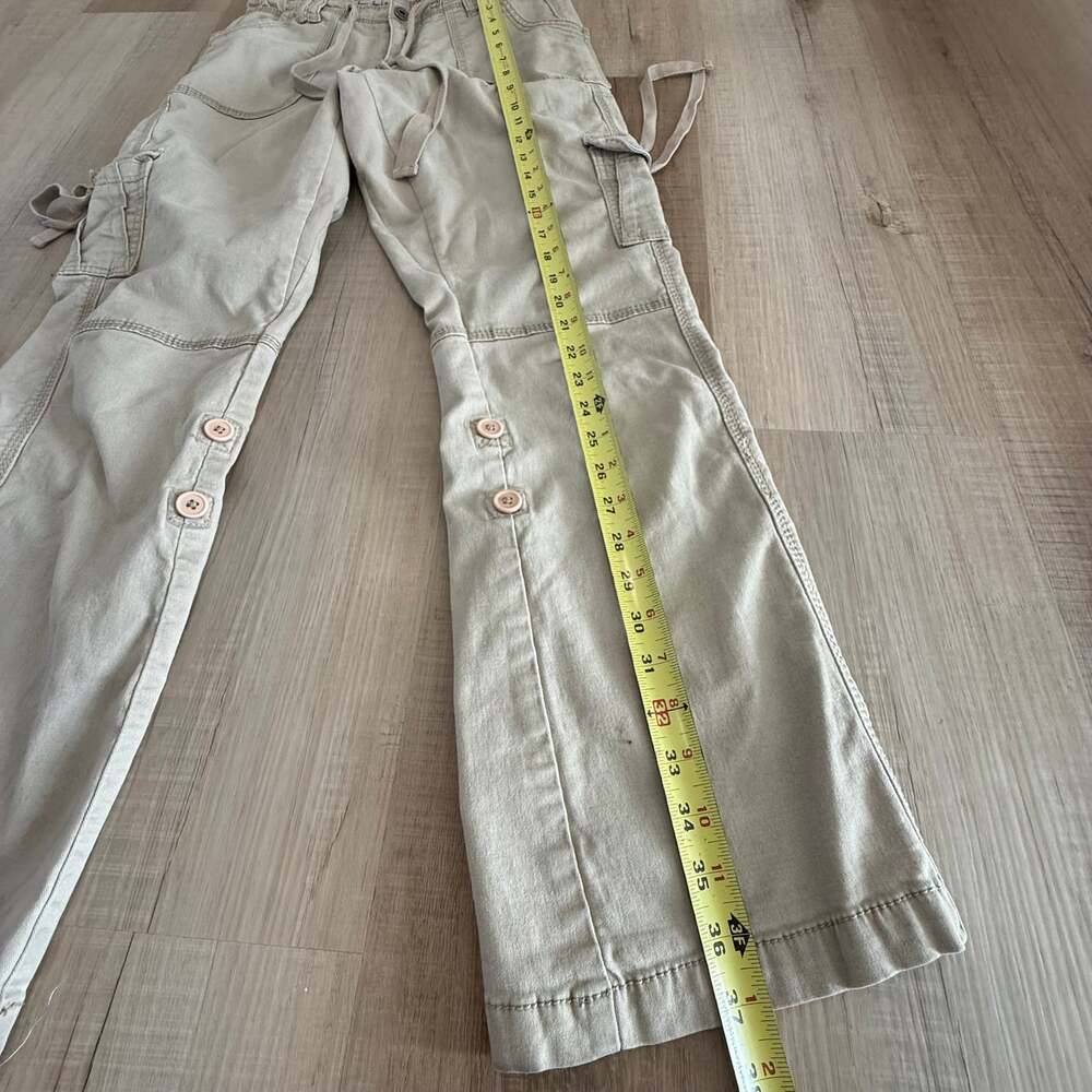 Ethyl Women's Beige Cargo Pants Wide Leg Utility Tie Pocket Boho Y2K Size 4 - Picture 4 of 9